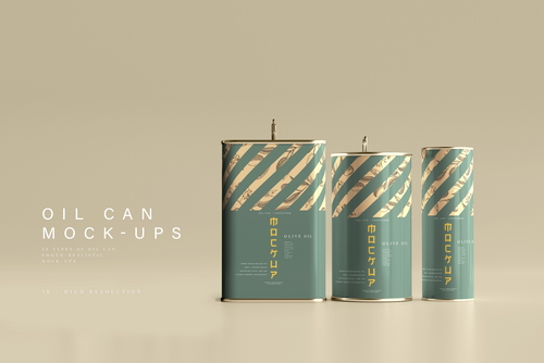 Aluminum Oil Can Mockups
