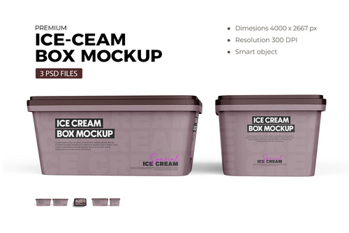 Ice Cream Container Box Mockup