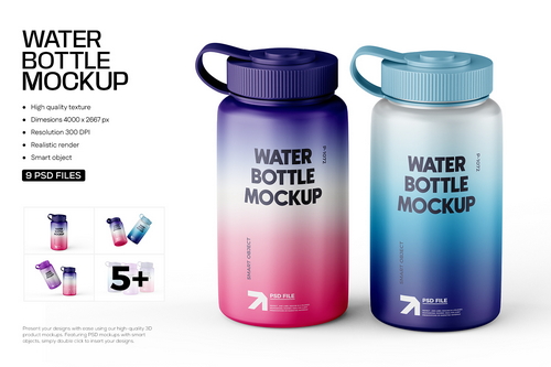Sport Water Plastic Bottle Mockup