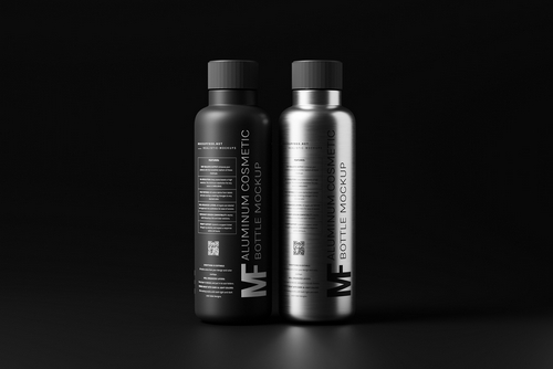 Aluminium Cosmetic Bottle Duo Mockup Set