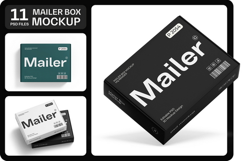 Cardboard Shipping Mailer Box Mockup