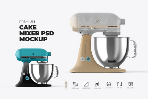 3D Immersive Electric Cake Mixer Mockup.