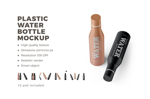 Plastic Water Bottle PSD Mockup
