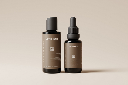 Black Cosmetic Bottle Duo Mockups