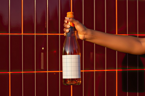 Hand Holding Wine Label Sunset Mockups
