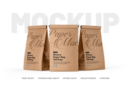 Paper Packaging Pouch Bag PSD Mockup