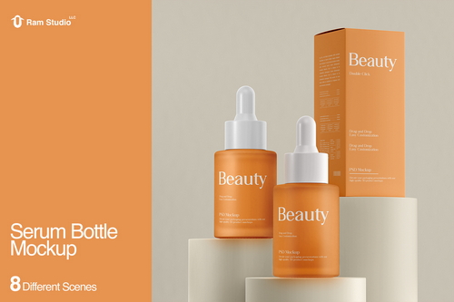 Frosted Serum Dropper Bottle Mockup