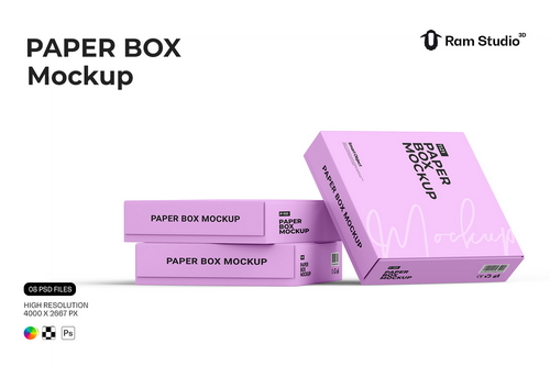 Flat & Square Gift Box Mockup