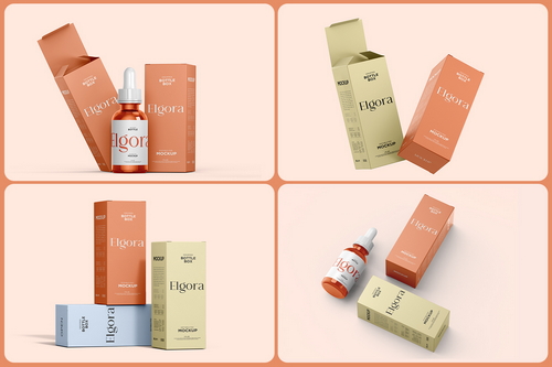 Cosmetic Dropper Bottle with Box Mockup