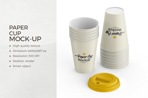 Stacked Paper Coffee Cup Mockup