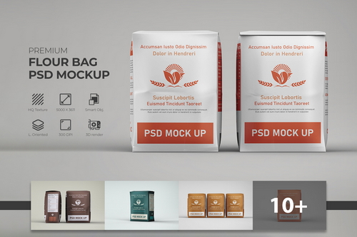 Flour Bag Package Mockup