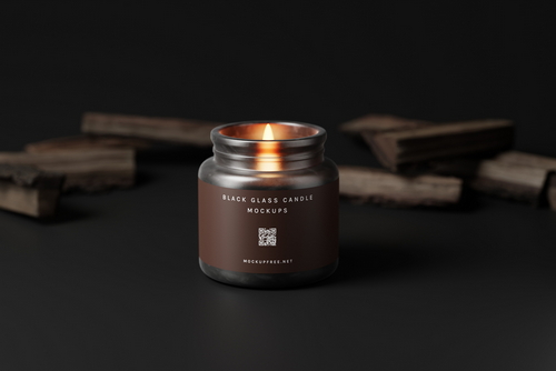 Black Glass Candle Jar Mockups