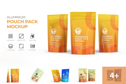 Aluminum Pouch Packaging Mockup
