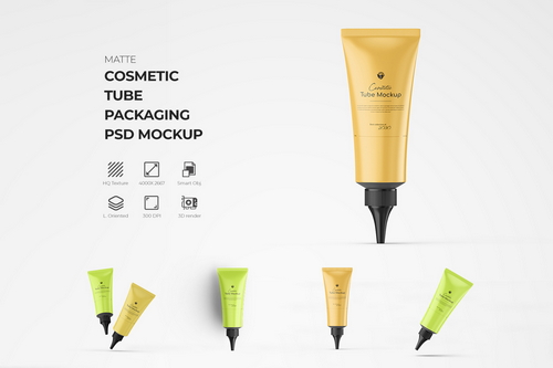Matte Nozzle Plastic Cosmetic Tube Mockup
