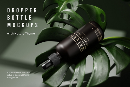 Dropper Bottle Mockups with Nature Theme