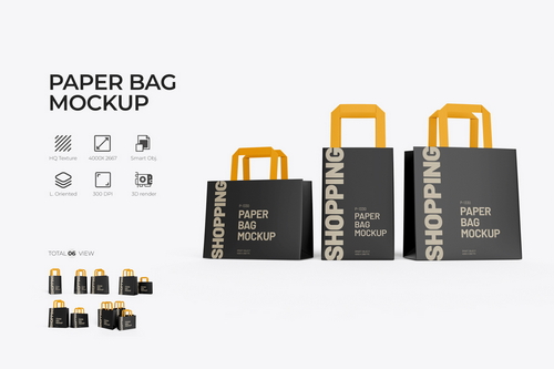 Kraft Paper Shopping Bag PSD Mockup