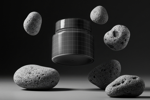 Cosmetic Jar Floating Mockups with Stones