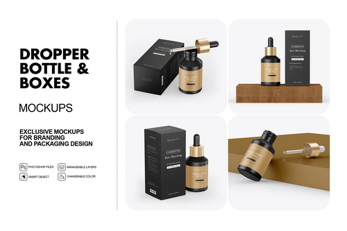 Dropper Bottle with Box Mockups