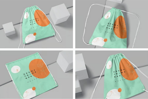 4 Drawstring Bag Mockups
