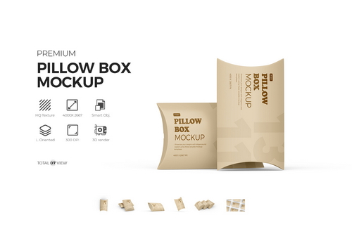 Pillow Box PSD Mockup