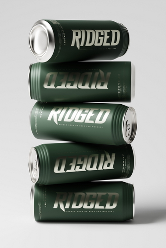 Ridged Soda or Beer Can Mockups
