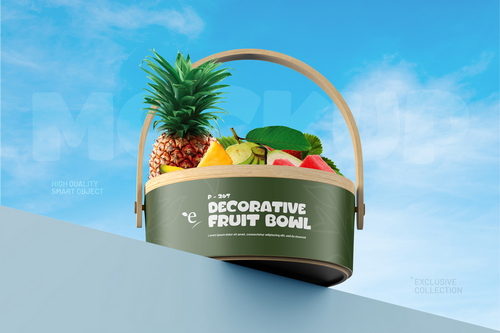 Decorative Fruit Bowl PSD Mockup