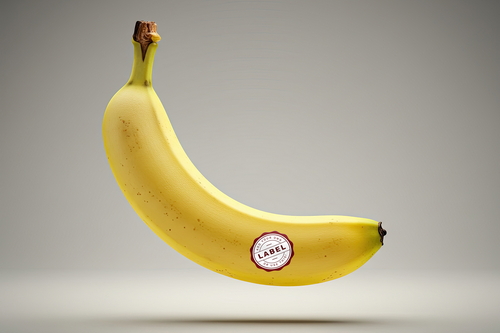 Sticker Logo Stamp on Banana Fruit Mockup