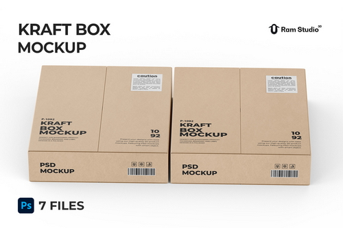 Flat Kraft Box Mockup
