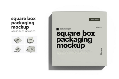 Square Box Packaging Mockup