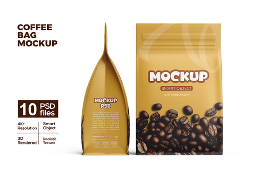Matte Plastic Coffee Bag Mockup
