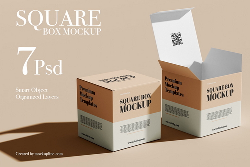 Square Box Mockup Set