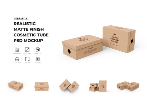 Kraft Shoe Box Mockup