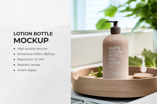 Cosmetic Pump Lotion Bottle Mockup