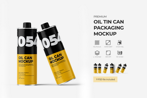 Round Oil Tin Can Mockup