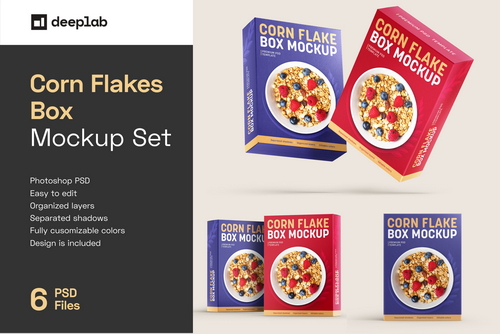 Corn Flakes Box Mockup Set