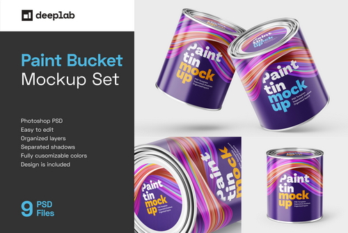 Paint Bucket Mockup Set