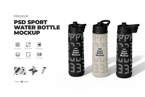 Sports Water Bottle PSD Mockup