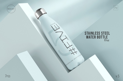 Stainless Steel Water Bottle Mockup