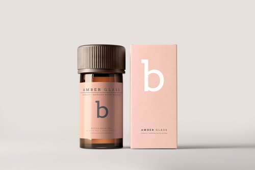 Amber Glass Bottle Mockup