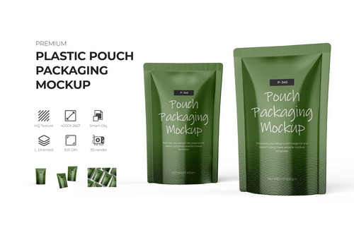 Plastic Foil Pouch Packaging Mockup