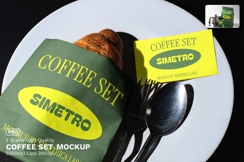 Coffee Set Display Presentation Mockup