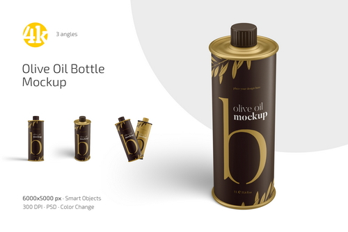 Olive Oil Metal Bottle Mockup Set
