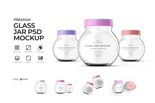 Transparent Glass Jar PSD Mockup