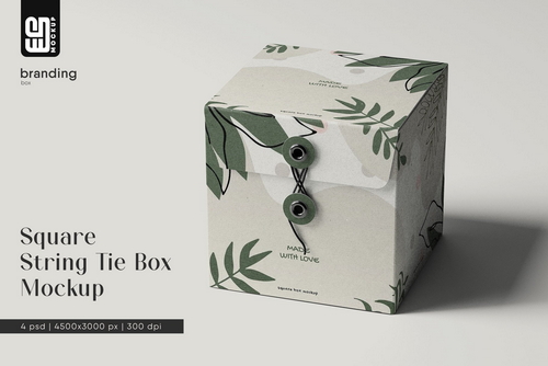 Square String Tie Box Mockup