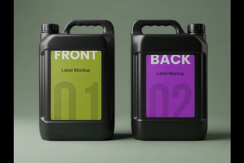 Jerrycans Front and Back Label Mockups