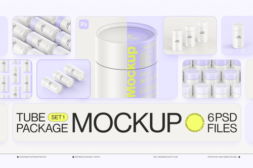 Paper Tube Package Mockup Set 1
