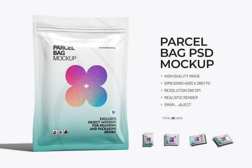 Glossy Parcel Delivery Bag Mockup