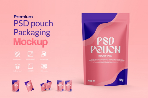 Cosmetic Pouch Bag Packaging Mockup