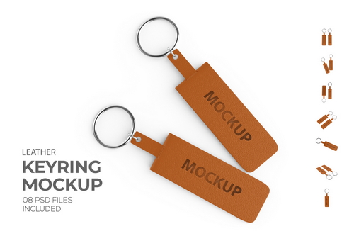 Leather Keychain Logo Mockup