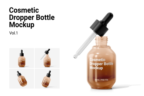 30ml Cosmetic Glass Dropper Bottle Mockup Vol.1